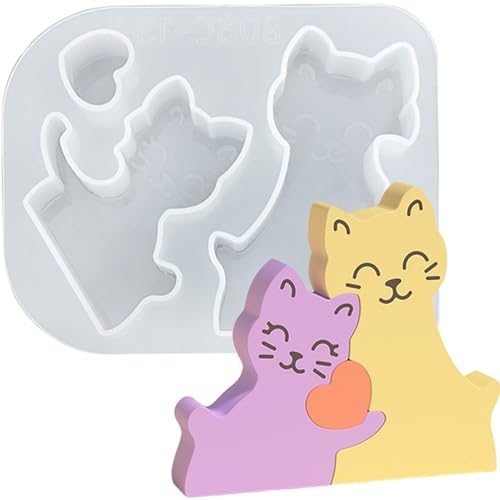 ALEFBET Silikonform Tiere Puzzle, Kerzenform zum Gießen, Silikonformen Gießformen Tiere, Gipsformen zum Gießen, Kerzenform Silikon Gießform, Epoxidharz Formen (Katze B06C-13) von ALEFBET