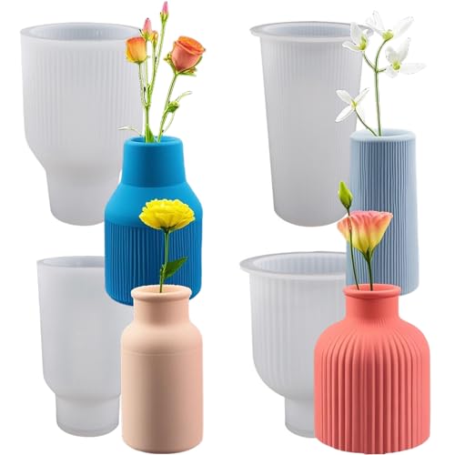 ALEFBET Silikonform Vase 4 Stück,Silikonformen Gießformen Vase,Silikon Gießform Vase,Gipsformen zum Gießen, Silikonformen Vase Epoxidharz Formen ALEFBET Silikonform Vase 4 Stück,Silikonformen Gießformen Vase,Silikon Gießform Vase,Gipsformen zum Gießen, Silikonformen Vase Epoxidharz Formen von ALEFBET