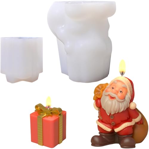ALEFBET Silikonform Weihnachten,3d Weihnachtsmann Kerzenformen zum Gießen,Silikonformen Gießformen Weihnachten,Gipsformen zum Gießen,Epoxidharz Formen Silikon A08Q (A) von ALEFBET