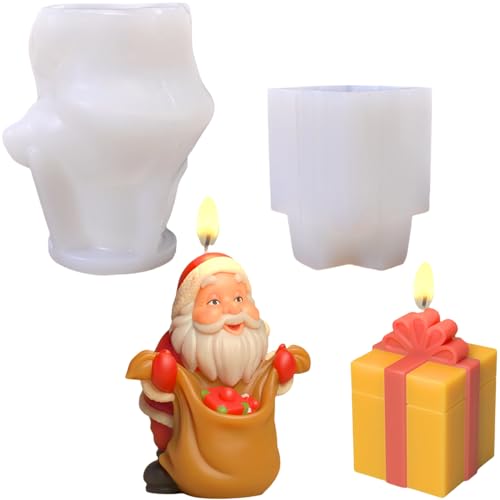 ALEFBET Silikonform Weihnachten,3d Weihnachtsmann Kerzenformen zum Gießen,Silikonformen Gießformen Weihnachten,Gipsformen zum Gießen,Epoxidharz Formen Silikon A08Q (B) von ALEFBET