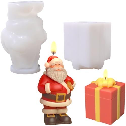 ALEFBET Silikonform Weihnachten,3d Weihnachtsmann Kerzenformen zum Gießen,Silikonformen Gießformen Weihnachten,Gipsformen zum Gießen,Epoxidharz Formen Silikon A08Q (C) von ALEFBET