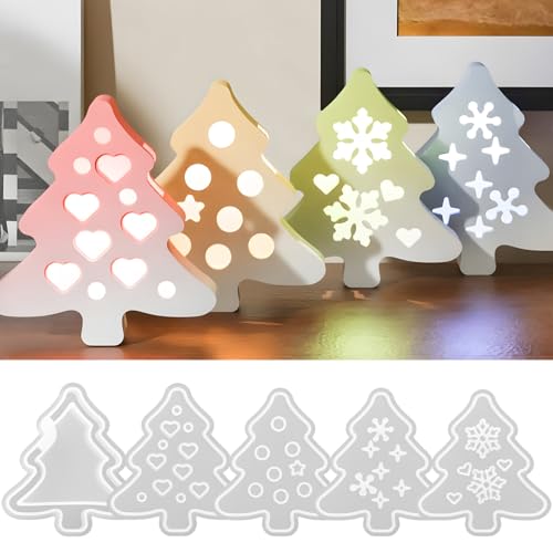 ALEFBET Silikonform Weihnachten für Led,Silikonformen Gießformen Weihnachtsbaum,Silikon Gießform Lichterkranz,Gipsformen zum Gießen,Epoxidharz Formen D5496 von ALEFBET