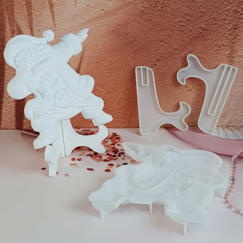ALEFBET Silikonform Weihnachtsmann Reliefornamente mit Präsentationsständer Gießform,Silikonformen Gießformen,Silikon Gießform,Gipsformen zum Gießen,Epoxidharz Formen (Weihnachtsmann S1808) von ALEFBET