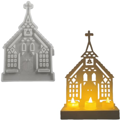 ALEFBET Silikonformen Gießformen, Silikonform Kerzenhalter Groß, Neues Konzept zur Herstellung Ihrer eigenen Kerzenhalter, Gipsformen zum Gießen (Einsatz - Kirche A) von ALEFBET