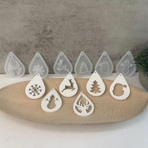 ALEFBET Silikonformen Gießformen, Silikonform Weihnachten Anhänger, Silikon Gießform Anhänger, Gipsformen zum Gießen, Epoxidharz Formen Weihnachtsdekorationen (6 Set) von ALEFBET