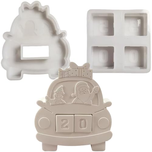 ALEFBET Silikonformen Gießformen,Countdown bis Weihnachten Silikonform DIY Silikon Gießform,Weihnachten Auto Gipsformen zum Gießen,Epoxidharz Formen ALEFBET Silikonformen Gießformen,Countdown bis Weihnachten Silikonform DIY Silikon Gießform,Weihnachten Auto Gipsformen zum Gießen,Epoxidharz Formen von ALEFBET
