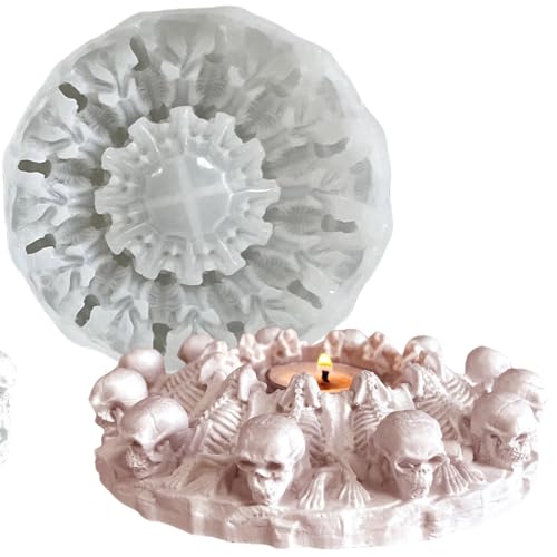 ALEFBET Silikonformen Gießformen Halloween, Silikonform Halloween Kerzenhalter Skeleton, Silikonformen Halloween Kerzenhalter, Silikon Gießform Halloween Gipsformen zum Gießen von ALEFBET