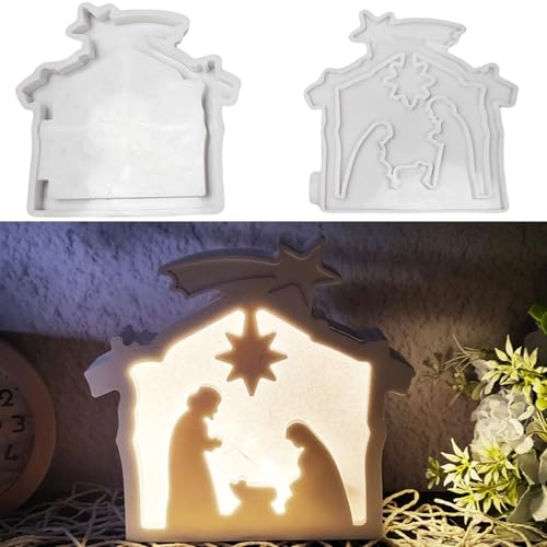 ALEFBET Silikonformen Gießformen Ostern, Silikonform Ostern Krippe, Silikon Gießform Ostern, Gipsformen zum Gießen, Epoxidharz Formen zur Herstellung von Ostern Ornamenten（Krippe） von ALEFBET