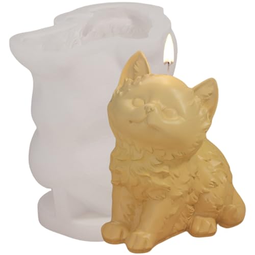 ALEFBET Silikonform Kerzen，3D Katze Silikonformen Gießformen，Kerzenformen zum Gießen，Katze Kerzen Formen Silikon，Epoxidharz Formen (C) von ALEFBET