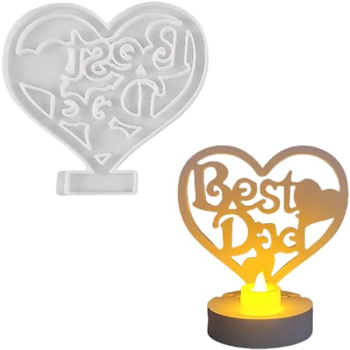 ALEFBET Silikonform Kerzenhalter, Silikon Gießform Kerzenhalter, Silikonformen Gießformen Kerzenhalter, Gipsformen zum Gießen（Einsatz - Best Dad） von ALEFBET
