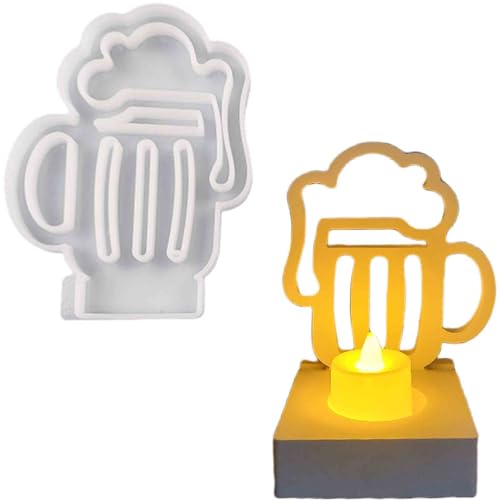 ALEFBET Silikonform Kerzenhalter, Silikon Gießform Kerzenhalter, Silikonformen Gießformen Kerzenhalter, Gipsformen zum Gießen（Einsatz - Bierkrug） von ALEFBET