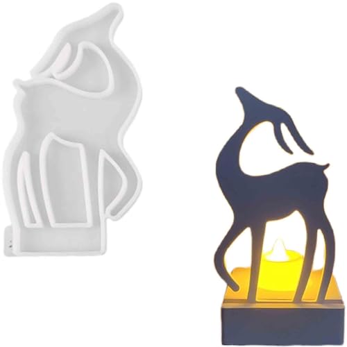ALEFBET Silikonform Kerzenhalter, Silikon Gießform Kerzenhalter, Silikonformen Gießformen Kerzenhalter, Gipsformen zum Gießen（Einsatz - Elch） von ALEFBET