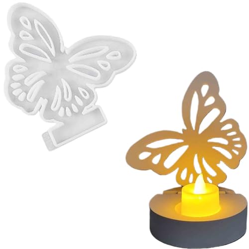 ALEFBET Silikonform Kerzenhalter, Silikon Gießform Kerzenhalter, Silikonformen Gießformen Kerzenhalter, Gipsformen zum Gießen（Einsatz - Schmetterling） von ALEFBET
