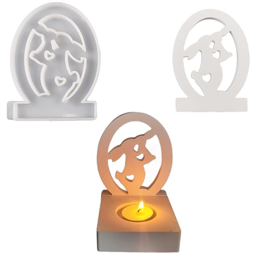 ALEFBET Silikonform Kerzenhalter, Silikon Gießform Ostern Hase, Silikonformen Gießformen Kerzenhalter Ostern, Gipsformen zum Gießen Osterhase (Einsatz - Hase C) von ALEFBET