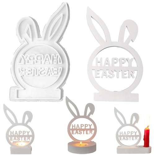 ALEFBET Silikonform Kerzenhalter, Silikon Gießform Ostern Hase, Silikonformen Gießformen Kerzenhalter Ostern, Gipsformen zum Gießen Osterhase (Einsatz - Kaninchen) von ALEFBET