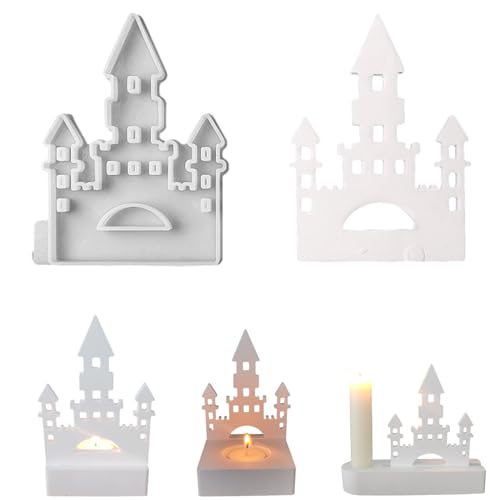 ALEFBET Silikonform Kerzenhalter Haus, Silikon Gießform Haus, Silikonformen Gießformen Kerzenhalter Häuser, Gipsformen zum Gießen Häuser (Einsatz - Schloss) von ALEFBET