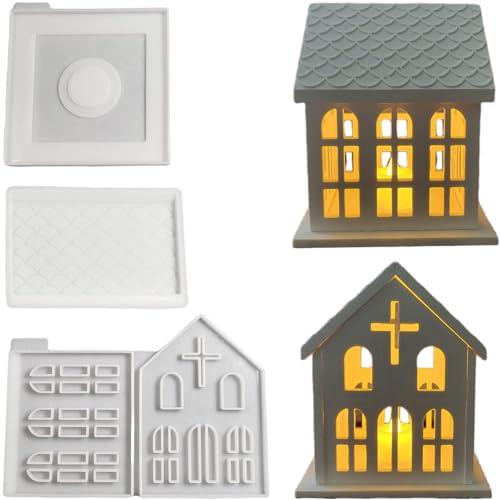 ALEFBET Silikonform Kerzenhalter Haus, Silikon Gießform Kerzenhalter Haus, Gipsformen zum Gießen, Silikonformen Gießformen Kerzenhalter Häuser (F) von ALEFBET