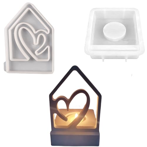 ALEFBET Silikonformen Gießformen, Kombination Silikonform Kerzenhalter, Silikon Gießform Kerzenhalter, Gipsformen zum Gießen (Herz) von ALEFBET