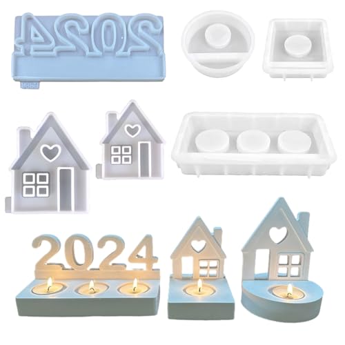 ALEFBET Silikonformen Gießformen, Silikonform Kerzenhalter, Silikon Gießform Kerzenhalter, Gipsformen zum Gießen (Haus F) von ALEFBET