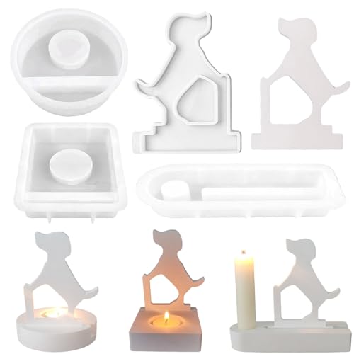 ALEFBET Silikonformen Gießformen, Silikonform Kerzenhalter, Silikon Gießform Kerzenhalter, Silikonformen Kerzenhalter，Gipsformen zum Gießen (Hund) von ALEFBET