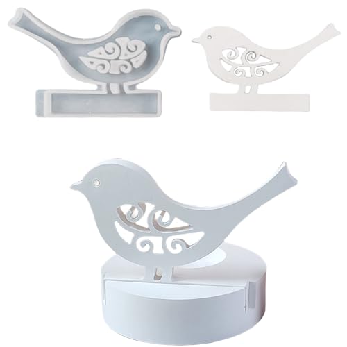 ALEFBET Silikonformen Gießformen, Silikonform Kerzenhalter DIY Kombination Silikon Gießform Kerzenhalter, Gipsformen zum Gießen (Einsatz - Vogel) von ALEFBET