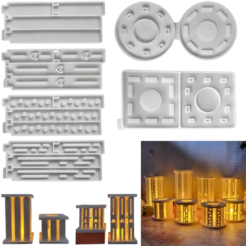 ALEFBET Silikonformen Gießformen, Silikonform Laterne Kerzenhalter, Silikon Gießformen Laternen, Kerzenlaterne Gießform DIY Set zum Selbermachen von Laternen Deko (Laterne Set) von ALEFBET