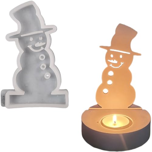 ALEFBET Silikonform Einschieber Weihnachten,Silikonformen Gießformen Einschieber Weihnachten,Silikonformen Einschieber für Kerzenhalter (Schneemann S0214R） von ALEFBET