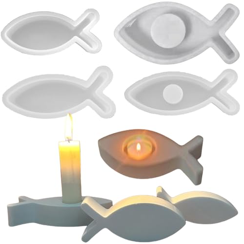 ALEFBET Silikonformen Gießformen, Silikonform Fisch Kommunion Dekorationen, Silikonformen Gießformen Kerzenhalter, Gipsformen zum Gießen (Fisch) von ALEFBET