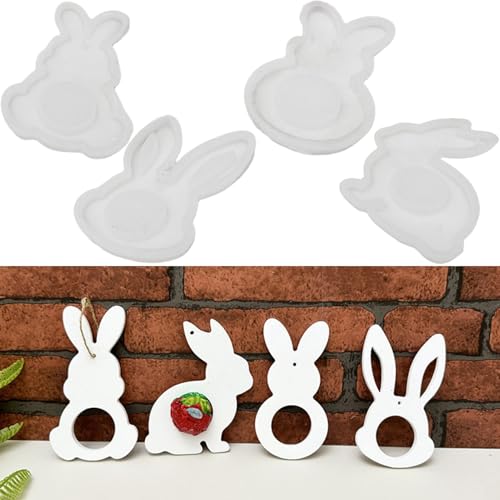 ALEFBET Silikonform Ostern Hase Anhänger,Silikonformen Gießformen, Silikon Gießform Anhänger Hase, Gipsformen zum Gießen, Epoxidharz Formen Ostern Dekorationen（ Hase) von ALEFBET