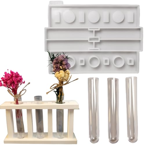 ALEFBET Silikonformen Gießformen, Silikonform Reagenzgläser für Blumen, DIY Silikon Gießform Reagenzglas Vase, Gipsformen zum Gießen, Epoxidharz Formen (Silikonform Set) von ALEFBET