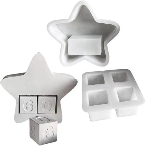 ALEFBET Silikonformen Gießformen, Silikonform Stern Countdown, DIY Silikon Gießform Datumsornamente, Gipsformen zum Gießen, Epoxidharz Formen von ALEFBET