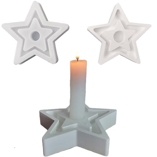 ALEFBET Silikonformen Gießformen, Verschiedene Silikonform Kerzenhalter, Silikon Gießform Kerzenhalter, Gipsformen zum Gießen (Stern) von ALEFBET