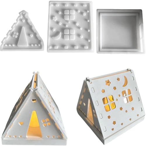 ALEFBET Silikonformen Gießformen Kerzenhalter, DIY Silikonform Kerzenhalter, Silikon Gießform Kerzenhalter Silikonform Häuser von ALEFBET