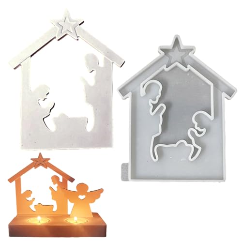 ALEFBET Silikonformen Gießformen Kerzenhalter, DIY Kombination Silikonform Kerzenhalter, Neue Ideen Gießform Kerzenhalter, Gipsformen zum Gießen (Einsatz – Taufe Jesu) von ALEFBET