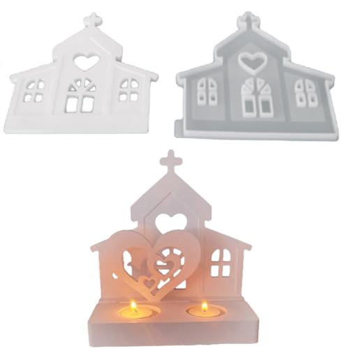 ALEFBET Silikonformen Gießformen Kerzenhalter, DIY Kombination Silikonform Kerzenhalter, Neue Ideen Gießform kerzenhalter, Gipsformen zum Gießen (Kirche) von ALEFBET