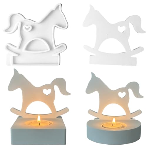 ALEFBET Silikonformen Gießformen Kerzenhalter, DIY Kombination Silikonform Kerzenhalter, Neue Ideen Silikon Gießform Kerzenhalter, Gipsformen zum Gießen (Einsatz - Einhorn) von ALEFBET
