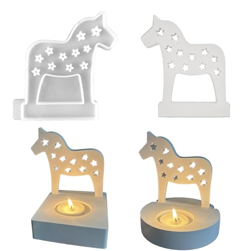 ALEFBET Silikonformen Gießformen Kerzenhalter, DIY Kombination Silikonform Kerzenhalter, Neue Ideen Silikon Gießform Kerzenhalter, Gipsformen zum Gießen (Einsatz - Einhorn B) von ALEFBET