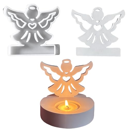 ALEFBET Silikonformen Gießformen Kerzenhalter, DIY Kombination Silikonform Kerzenhalter, Neue Ideen Silikon Gießform Kerzenhalter, Gipsformen zum Gießen (Einsatz - Engel B) von ALEFBET