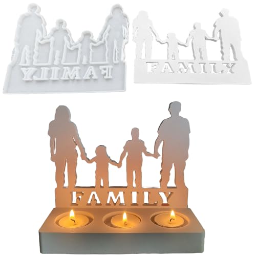 ALEFBET Silikonformen Gießformen Kerzenhalter, DIY Kombination Silikonform Kerzenhalter, Neue Ideen Silikon Gießform Kerzenhalter, Gipsformen zum Gießen (Einsatz - FAMILY) von ALEFBET