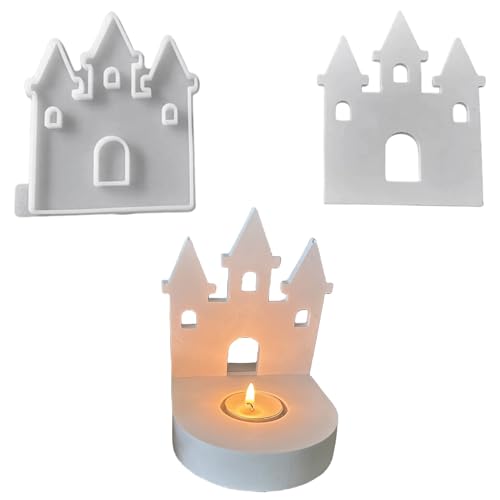 ALEFBET Silikonformen Gießformen Kerzenhalter, DIY Kombination Silikonform Kerzenhalter, Neue Ideen Silikon Gießform Kerzenhalter, Gipsformen zum Gießen (Einsatz - Schloss) von ALEFBET