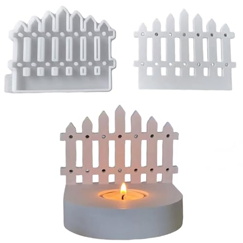 ALEFBET Silikonformen Gießformen Kerzenhalter, DIY Kombination Silikonform Kerzenhalter, Neue Ideen Silikon Gießform Kerzenhalter, Gipsformen zum Gießen (Einsatz - Zaun) von ALEFBET