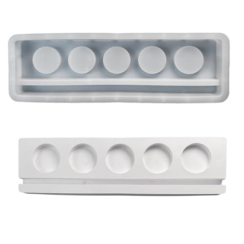 ALEFBET Silikonformen Gießformen Kerzenhalter, DIY Kombination Silikonform Kerzenhalter, Neue Ideen Silikon Gießform Kerzenhalter, Gipsformen zum Gießen (Sockel-5-Loch) von ALEFBET