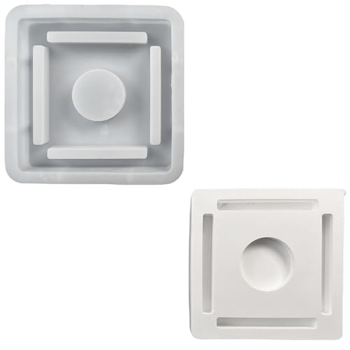 ALEFBET Silikonformen Gießformen Kerzenhalter, DIY Kombination Silikonform Kerzenhalter, Neue Ideen Silikon Gießform Kerzenhalter, Gipsformen zum Gießen (Sockel-Quadrat B) von ALEFBET