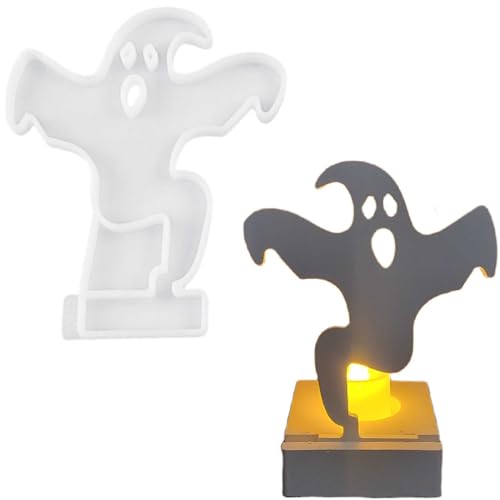 ALEFBET Silikonformen Gießformen Kerzenhalter, Neue Ideen Silikonform Kerzenhalter, Kombiniert Silikon Gießform Kerzenhalter, Gipsformen zum Gießen (Einsatz - Halloween-Geist) von ALEFBET