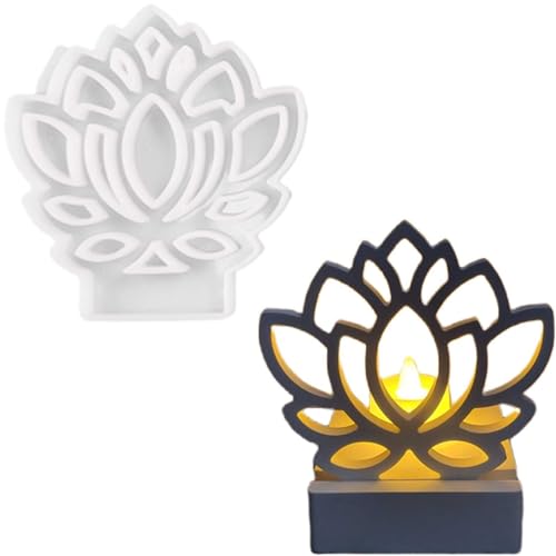 ALEFBET Silikonformen Gießformen Kerzenhalter, Neue Ideen Silikonform Kerzenhalter, Kombiniert Silikon Gießform kerzenhalter, Gipsformen zum Gießen (Einsatz - Lotus) von ALEFBET