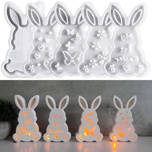 ALEFBET Silikonformen Gießformen Ostern, Silikonform Ostern Hase, Silikon Gießform Ostern, Silikonformen Kaninchen, Gipsformen zum Gießen, Epoxidharz Formen Ostern Ornamenten (Hase B) von ALEFBET