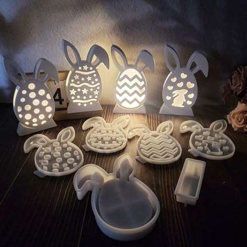 ALEFBET Silikonformen Gießformen Ostern, Silikonform Ostern Hase, Silikon Gießform Ostern, Silikonformen Kaninchen, Gipsformen zum Gießen, Epoxidharz Formen Ostern Ornamenten (Hase C) von ALEFBET