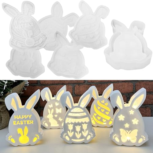 ALEFBET Silikonformen Gießformen Ostern, Silikonform Ostern Hase, Silikon Gießform Ostern, Gipsformen zum Gießen, Epoxidharz Formen Ostern Ornamenten (Hase A) von ALEFBET