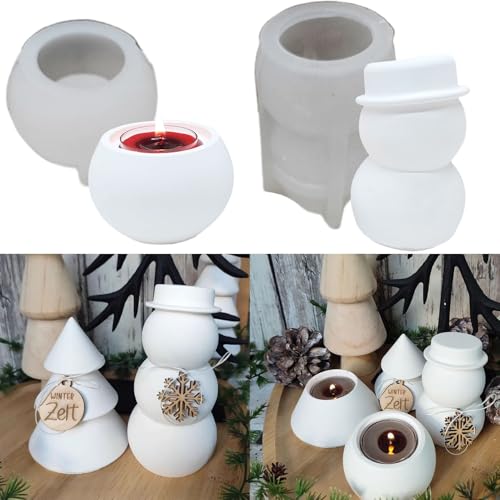 Silikonformen Gießformen Weihnachten, Silikonform Weihnachten Kerzenhalter Silikonformen, Silikon Gießform Weihnachten Gipsformen zum Gießen (Schneemann) von ALEFBET