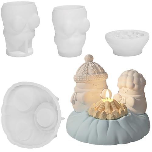 ALEFBET Silikon Kerzenform Gießform Weihnachten 4 Stück Schneemann-Bonfire Hochwertiges Silikon Formguss ALEFBET Silikon Kerzenform Gießform Weihnachten 4 Stück Schneemann-Bonfire Hochwertiges Silikon Formguss von ALEFBET